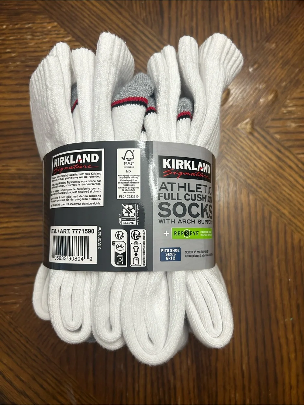 Kirkland Signature Men's Athletic Full Cushion Crew Socks - White (8 Pairs)
